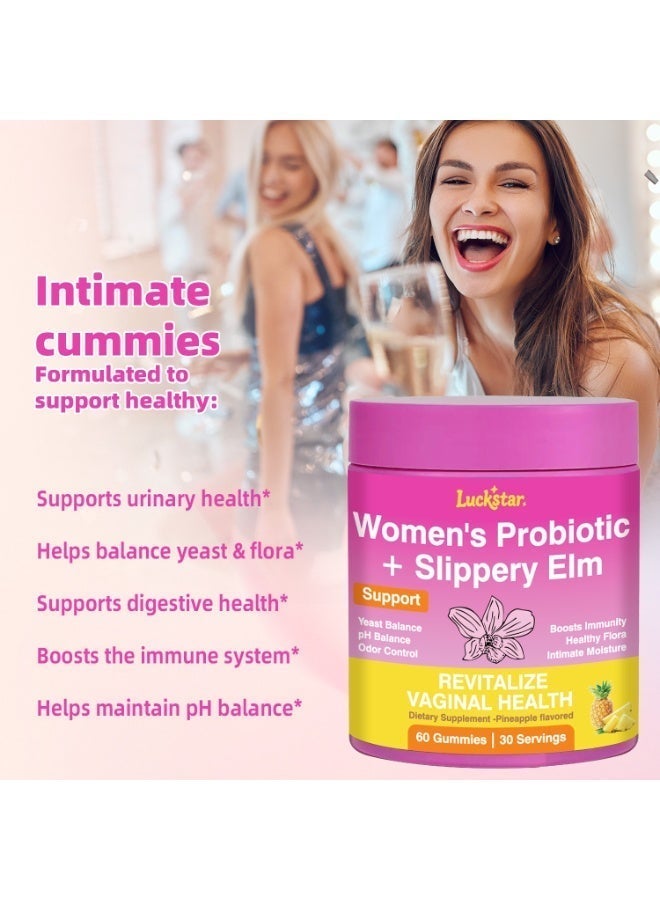 Luckstar Women's Probiotic + Slippery Elm Gummies – 60 Servings, Supports Women's Health, Yeast Balance, PH Control, Digestive & Immune Health – Pineapple Flavor - Image 5